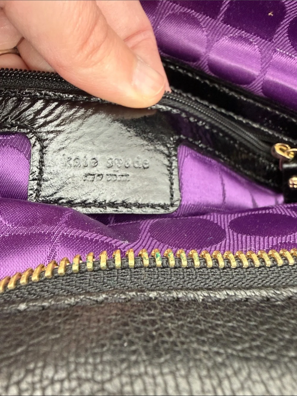 Kate Spade Black Leather Top-Handle Satchel Handbag with crossbody strap